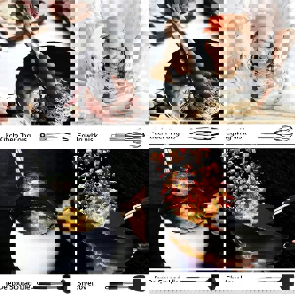 Anygleam Kitchen Utensils Non-stick Grey/ Silver 5 Set Cooking Tool Accessories Heat Resistant Kitchenware