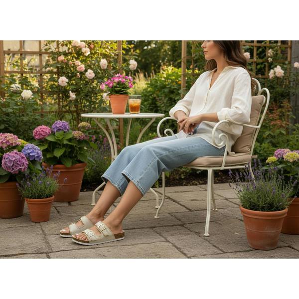 Heavenly Feet SANDY Mules Sandals in Light Brown