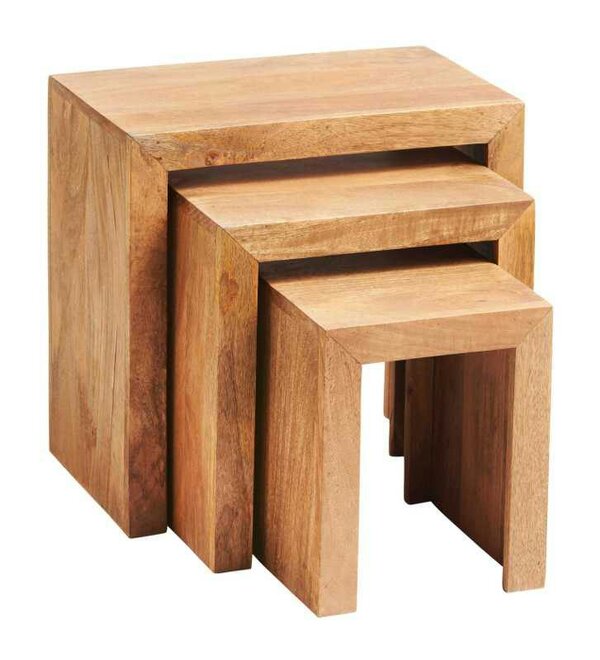 Wyld Haus Set of 3 Manila Light Mango Wood Nesting Tables