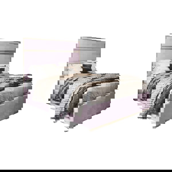 Casa Magna Bentley Upholstered Soft Velvet Metal Bed Frame - Pink