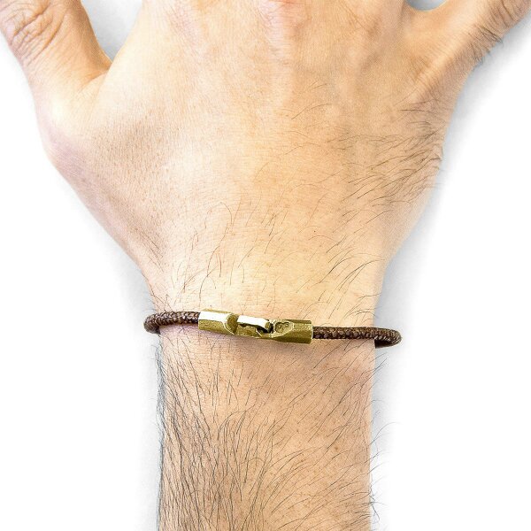 Anchor & Crew Mocha Brown Talbot 9ct Yellow Gold and Stingray Leather Bracelet