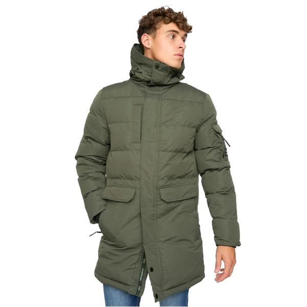 Crosshatch Mens Milwaka Long Padded Jacket - Olive - 