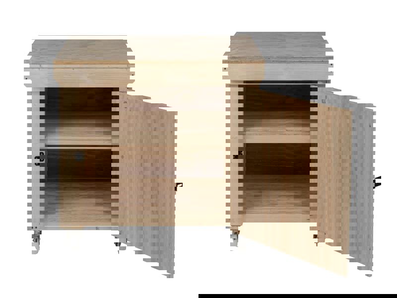 Arbor Garden Solutions Wooden Plywood Top Workbench With Lockable Cupboard (V.9) With Wheels, Double Shelf