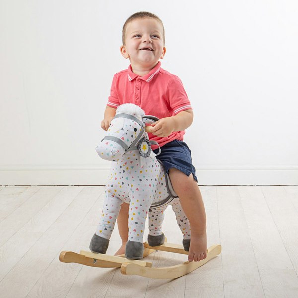 Bigjigs Toys Wooden Patterned Rocking Horse - Sturdy & Easy Grip Handles