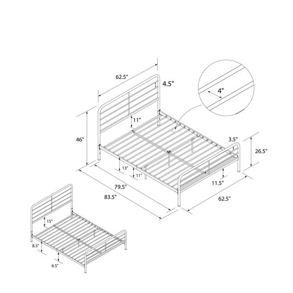 Dorel Home Millie Metal Bed Black - King Size