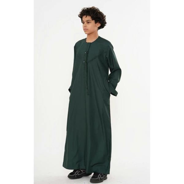 HM11 - Boy's Thobe Emirati Omani Bobble Button String Tassel - Green - Thobez - 20