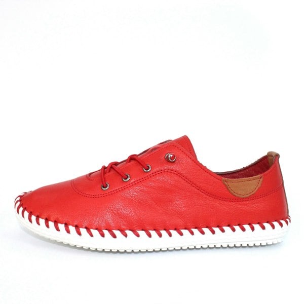 Lunar Women's St Ives Leather Plimsolls - Red