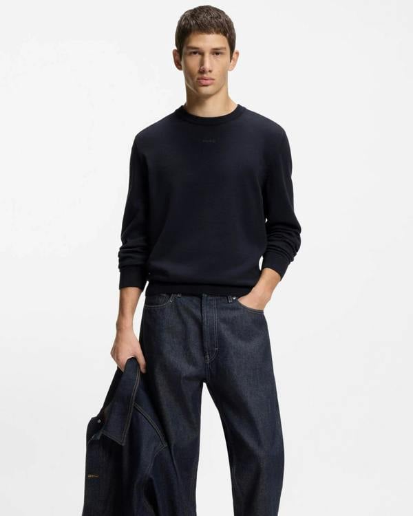 HUGO San Cassius-C2  Mens Crew Neck Jumper - Navy 410