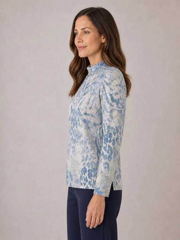 TIGI Abstract Print Roll-neck Top.