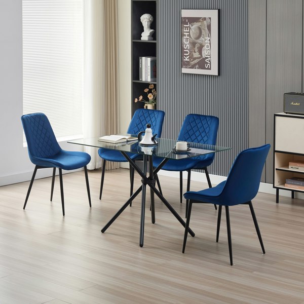 Indoor Living Miami Dining Table with 4 Amelia Velvet Chairs