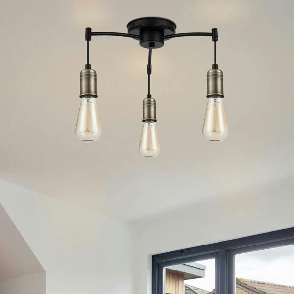 COSYLYTE Linton 3 Light Ceiling Light - Matt Antique Brass - Antique Brass
