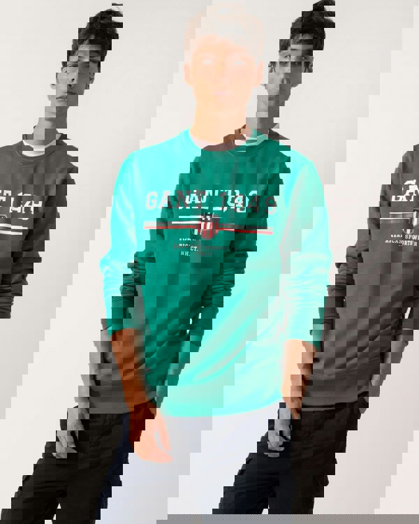 GANT Mens 1949 Graphic Crew Neck Sweatshirt - 322 Deep Green - CHO - Designer Mens Sweatshirts