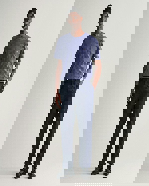 GANT Mens Regular Fit Short Sleeve Shield Logo T-Shirt - 902 Dark Jeansblue Melange