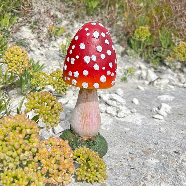 Farmwood Pair of Pointed Garden Mushroom Red Cap Toadstool Ornaments