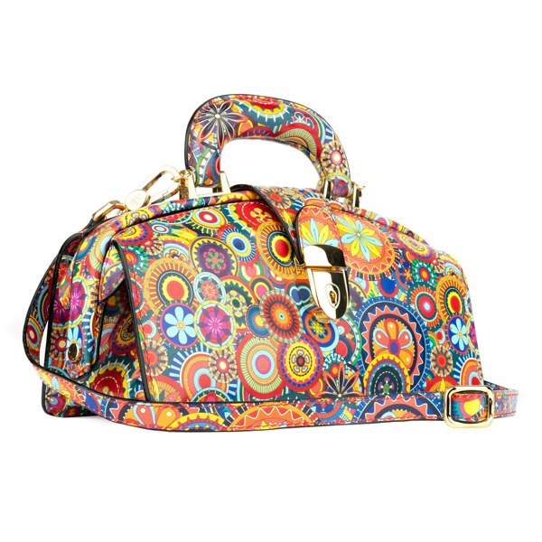Embassy London Gazelle - Signature Print - Women's bowling bag with handle and strap