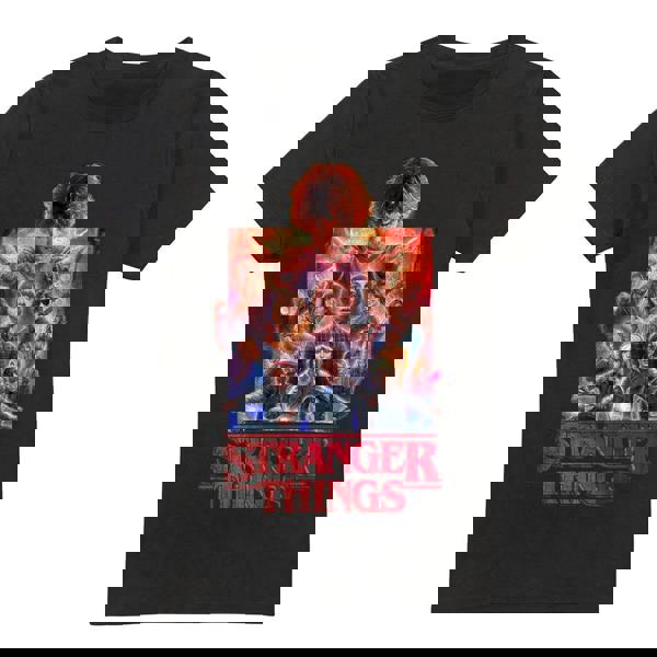Stranger Things Mens Group Shot T-Shirt - Black