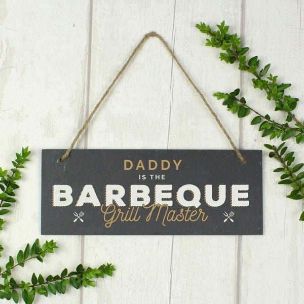 Personalised Memento Company Personalised ""Barbeque Grill Master"" Printed Hanging Slate Plaque