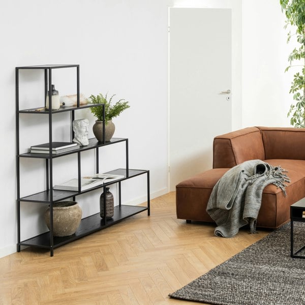 Furniture To Go Seaford Bookcase with 4 Shelves in Black