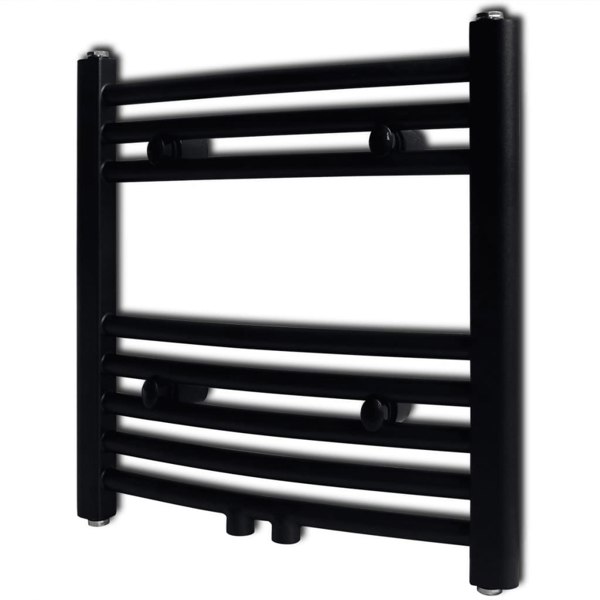 Berkfield Black Bathroom Central Heating Towel Rail Radiator Curve 480x480mm