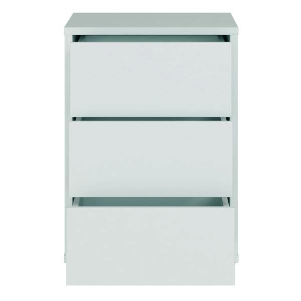 Furniture To Go Alice Springs Bedside Cabinet with 3 Drawers Push-to-Open in Light Grey