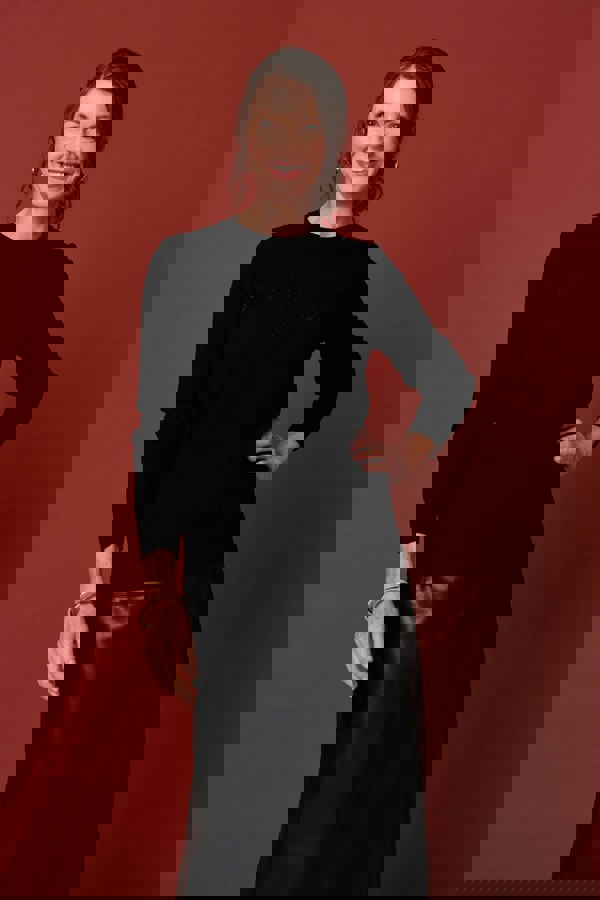 Black | Textured Knit Slim Fit Jumper
