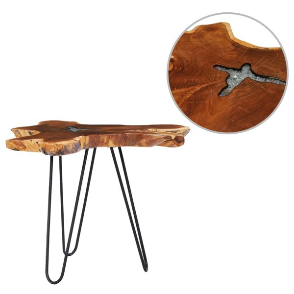 Berkfield Coffee Table 70x45 cm Solid Teak Wood and Polyresin