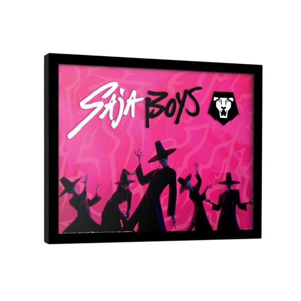 K-Pop Demon Hunters Idol Saja Boys Framed Poster - Pink/Black/White