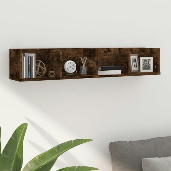 Berkfield CD Wall Shelf Smoked Oak 100x18x18 cm Engineered Wood