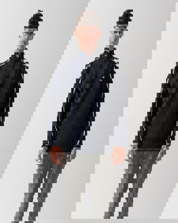 BOSS Green Sweat 1 Mens 1/4 Zip Sweatshirt with Contrast Piping - Dark Blue 402