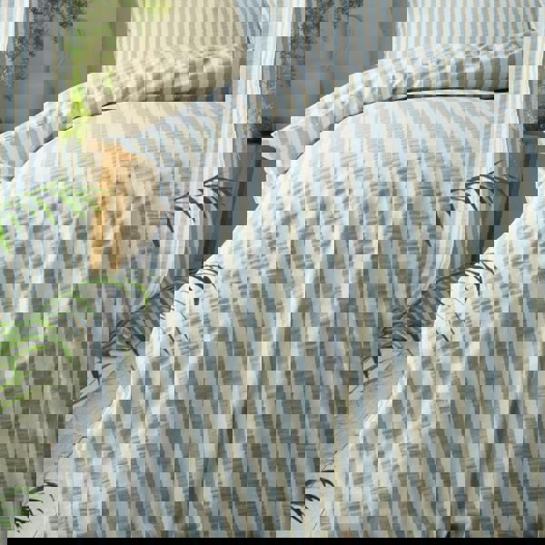 Pineapple Elephant Cotton Rich Woven Stripe Duvet Cover Set Blue