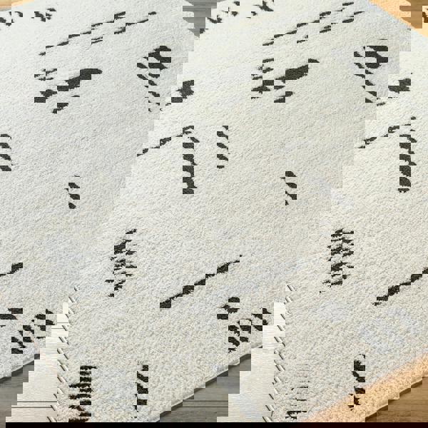 Livabliss Freud-Modern Ivory Black High Pile Rug