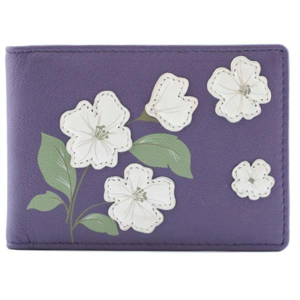 Mala Leather Sakura Japanese Flower RFID Leather ID & Card Holder