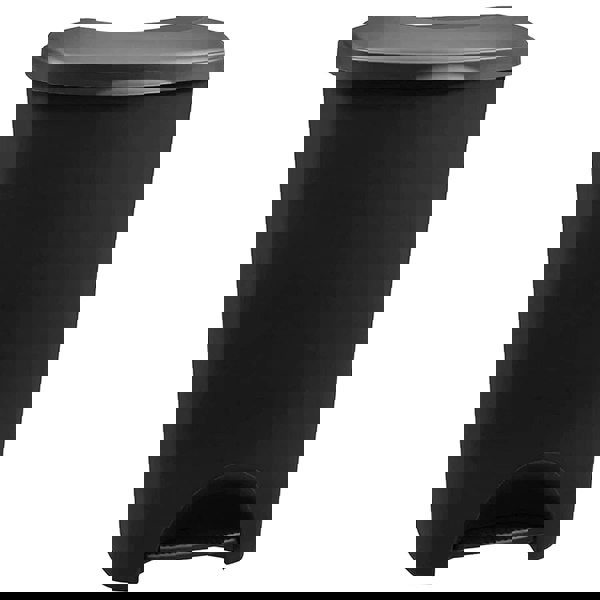1 x Soft Closing 50 Litre Waste Rubbish Black Airtight Pedal Bin For Home & Office