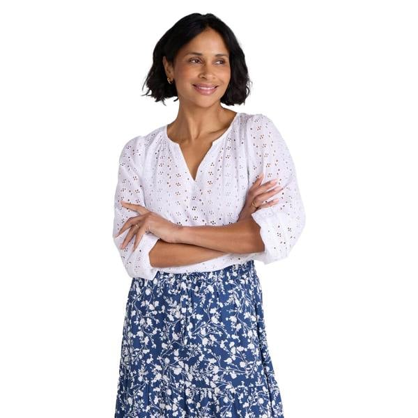 Mountain Warehouse Womens/Ladies Broderie Lightweight 3/4 Sleeve Casual Shirt - White - 