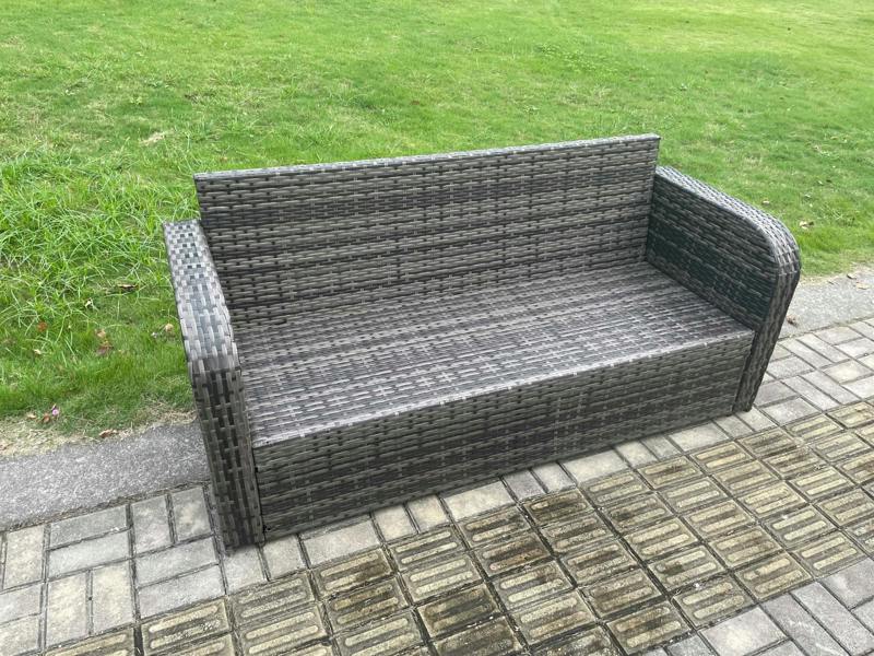 Fimous High Back 3 Seater Rattan Sofa Patio Outdoor Garden Furniture With Cushion