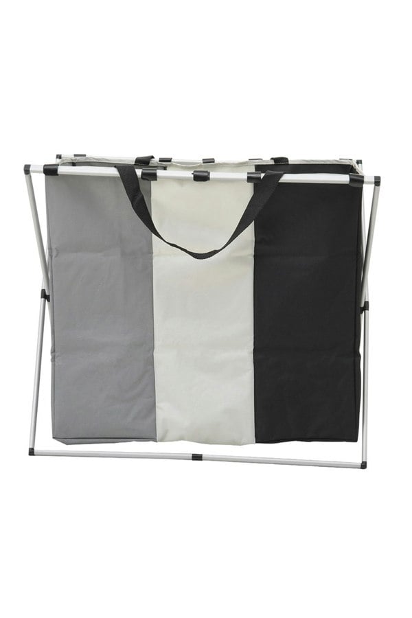 Living and Home 3 Compartments Dirty Clothes Basket Waterproof Dirty Clothes Basket Foldable Storage Bucket Portable Laundry Basket