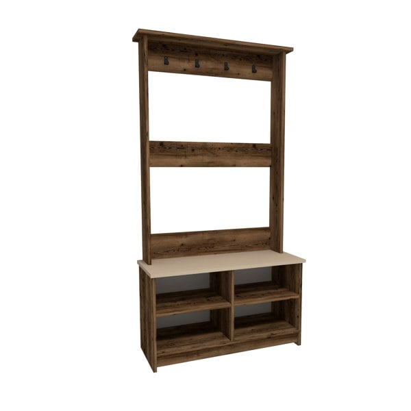 Destina Home Amelia Modern Hallways Coat Rack with 4 Shelves & Metal Hooks