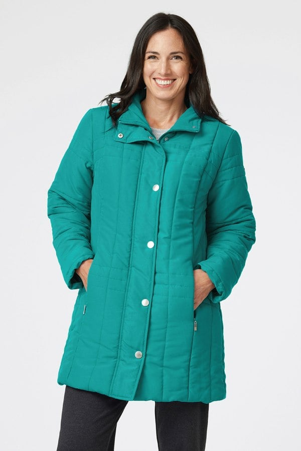 PennyPlain Long Quilt Coat - Teal