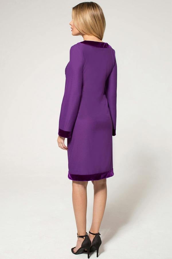 HotSquash Velvet Detail Long Sleeved Swing Dress