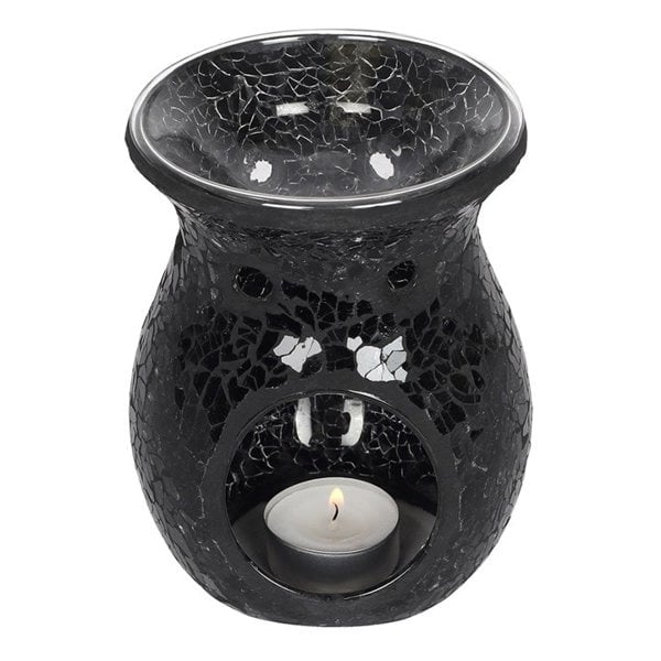 Serano Large Black Crackle Oil Burner and Wax Warmer