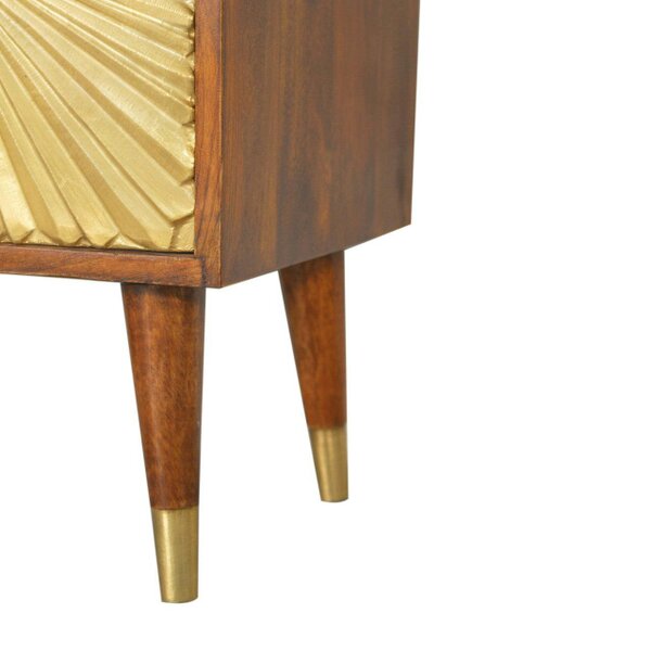 Wyld Haus Merano Mango Wood Gold Bedside 2 Drawers
