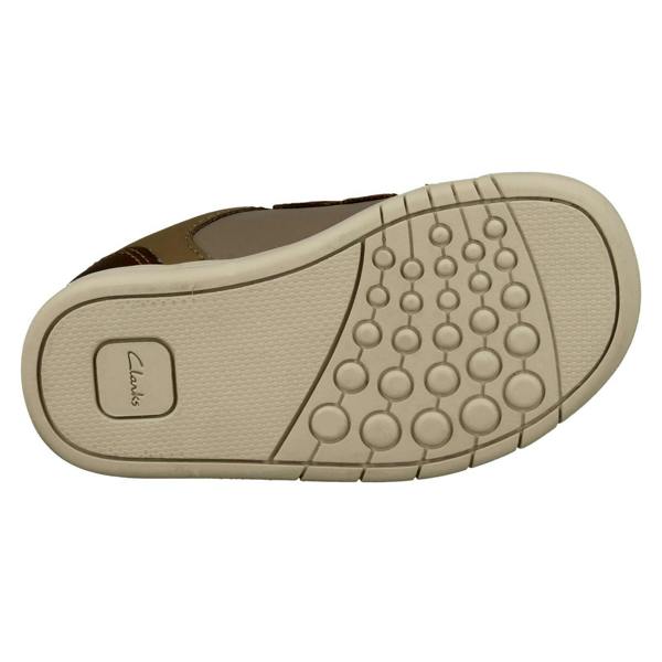 Clarks Boys Clarks Stripe Detailed Hook and Loop Fastening Shoes Den Stripe