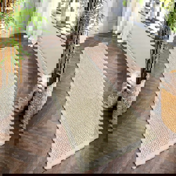 Bordered Light Beige Non-Slip Sisal Rug |Natural Home Decor