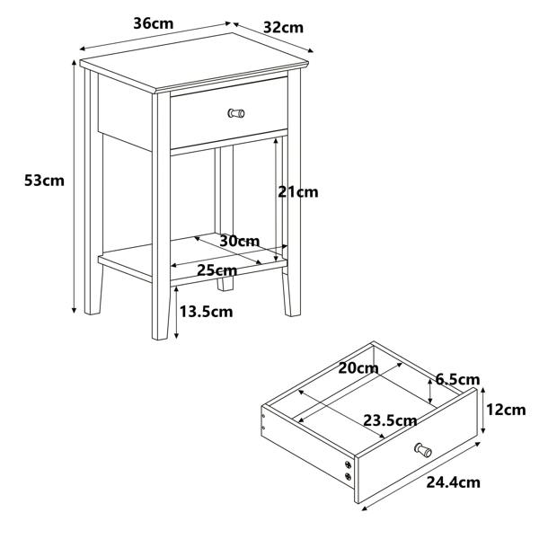 Core Products Henley 1-Drawer Bedside Cabinet with Undershelf