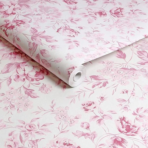 Shabby Chic Rachel Ashwell Romantic Rose Wallpaper | Pink