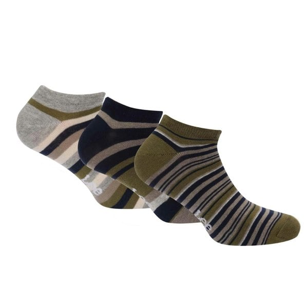 Lee Unisex Adult Contrast Striped Liner Socks (Pack of 3) - Brown/Black/Grey