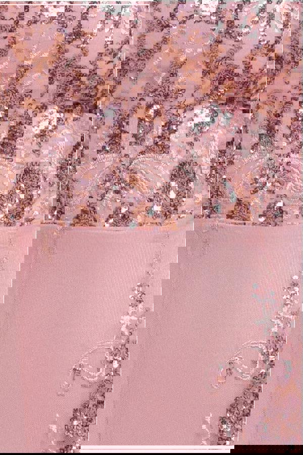 Bardot Sequin & Lace High Low Midi - Blush DR3675