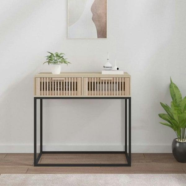 Berkfield Console Table 80x30x75 cm Engineered Wood and Iron