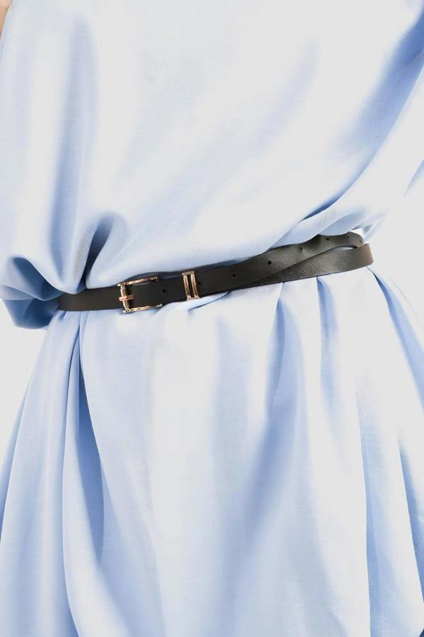 Nadia Belted Long Sleeve Mini Balloon Dress - Sky Blue