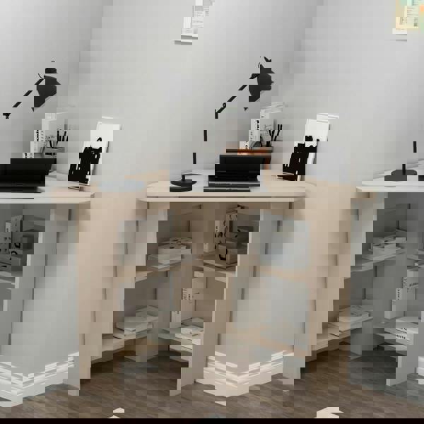 Destina Home Corner Computer Desk with Shelves-Gredos